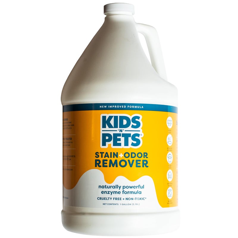 KIDS 'N' PETS Instant All-Purpose Stain & Odor Remover - Cleans Dog Pee, Cat Urine, Other Smells, Spots from Carpet, Couch, Mattress - Non-Toxic Chemicals & Child Safe Enzyme Cleaner - 1-Gallon - Image 1